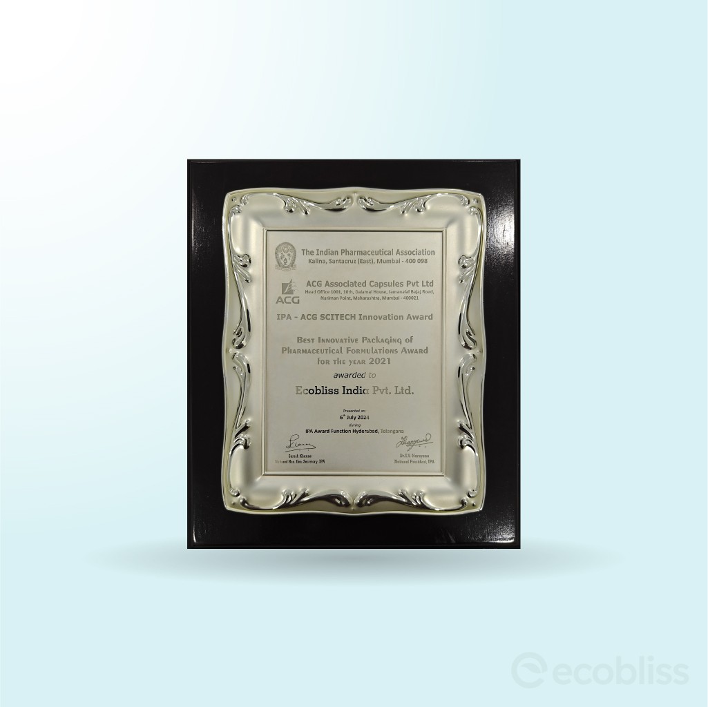 Ecobliss IPA-ACG SciTech Innovation Award — Best Innovative Pharmaceutical Packaging 2021