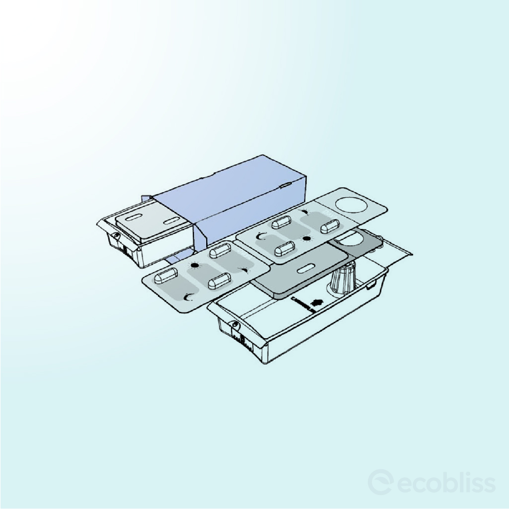 Packaging tray combined with an adapter wallet for advanced child-resistant functionality.