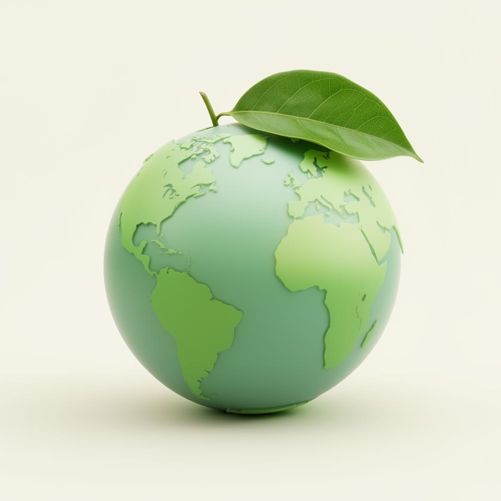 Globe wrapped with a green leaf representing global sustainability alignment
